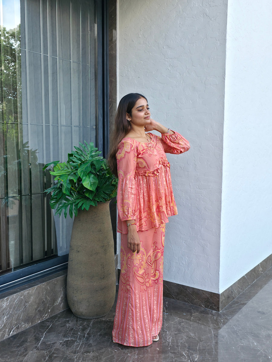 Peach Paisley Print Co-Ord