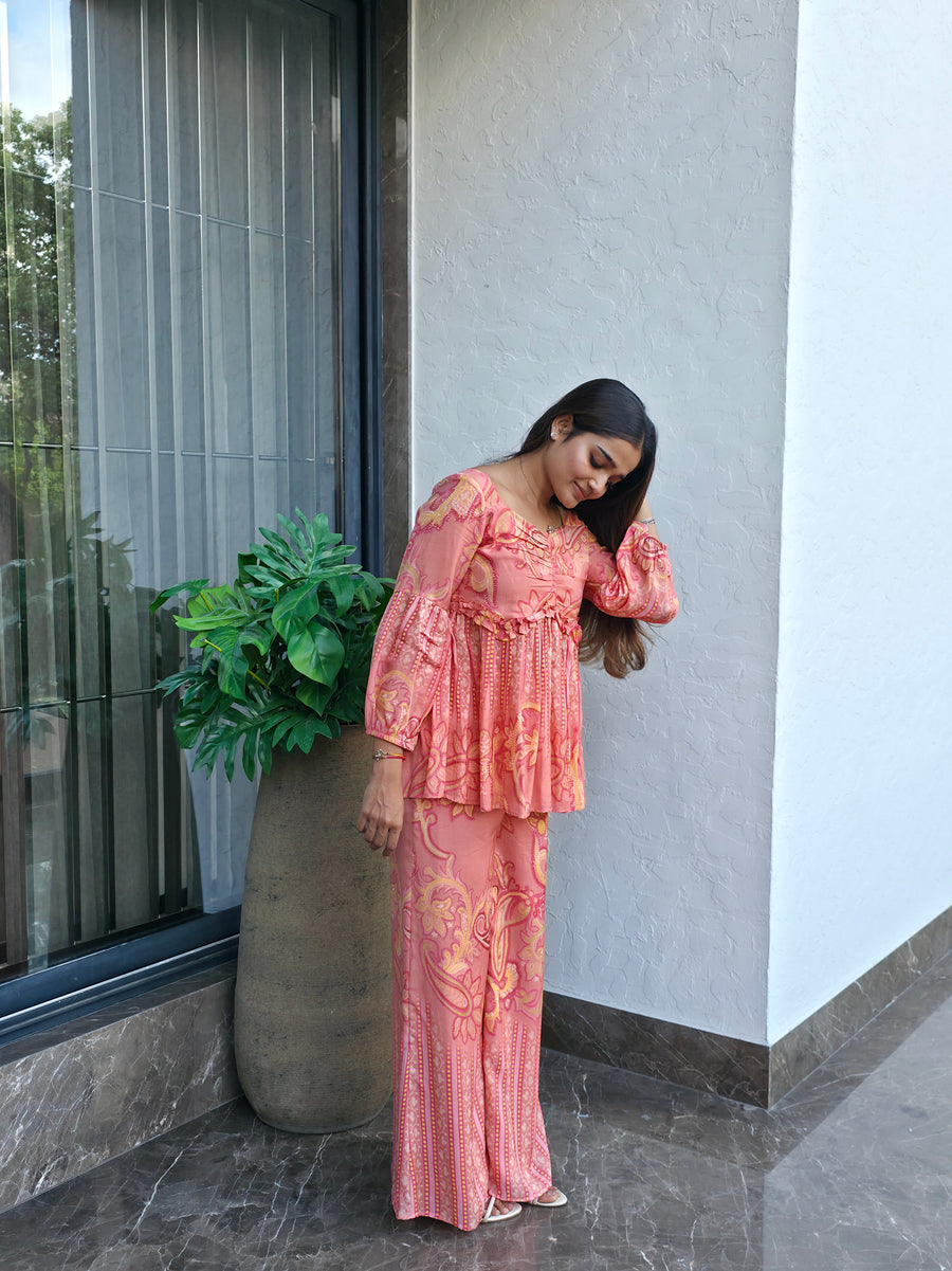 Peach Paisley Print Co-Ord