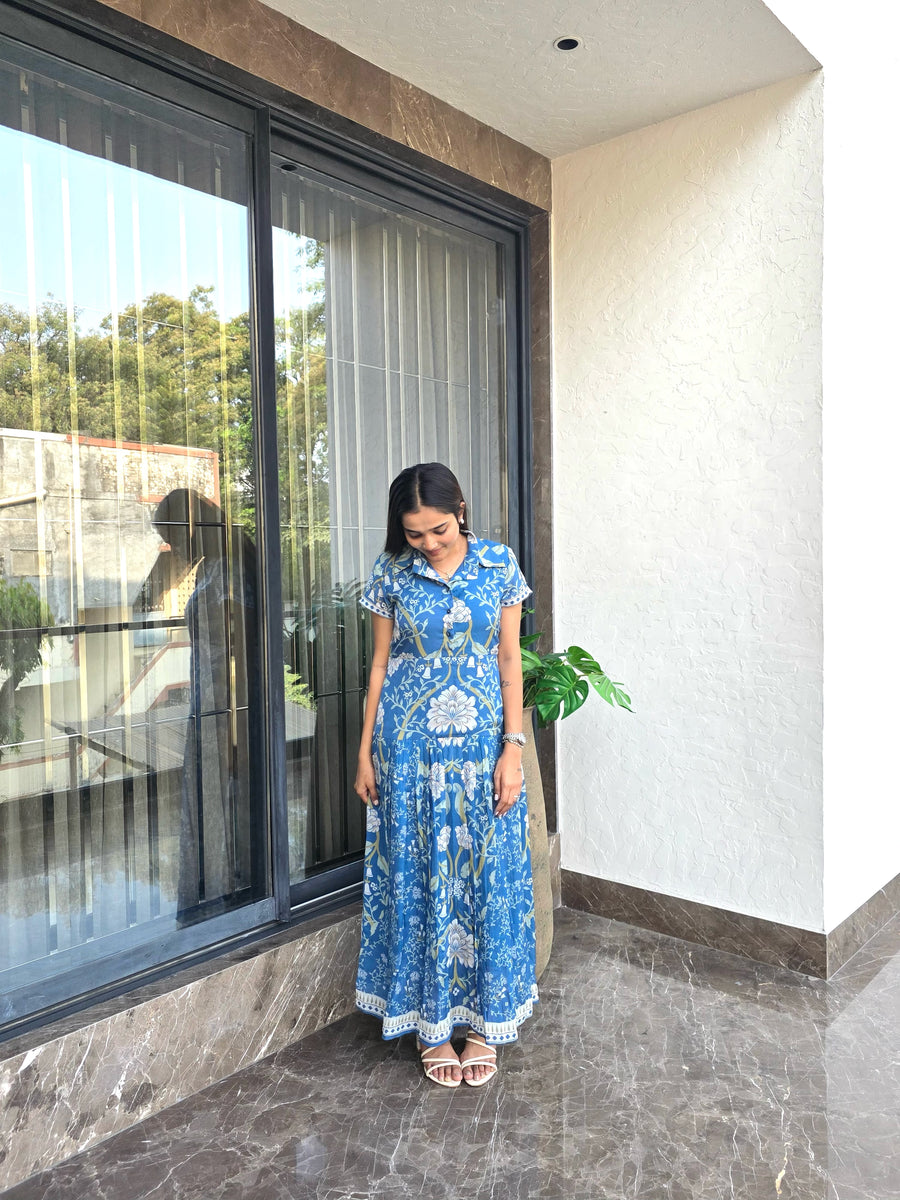 Azure Paisley Bloom Maxi