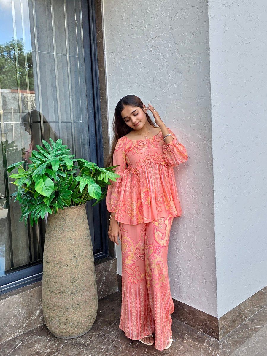 Peach Paisley Print Co-Ord