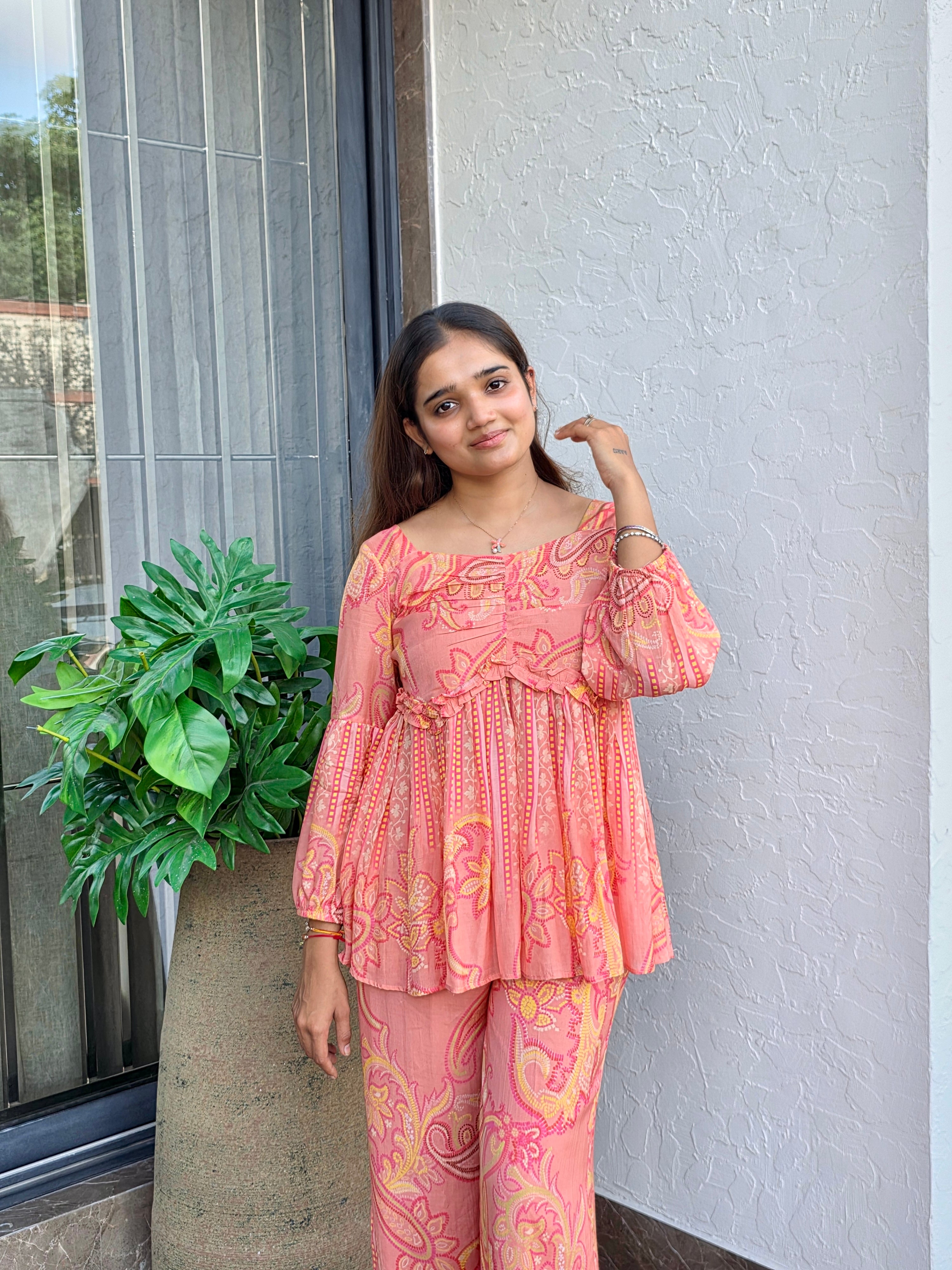 Peach Paisley Print Co-Ord