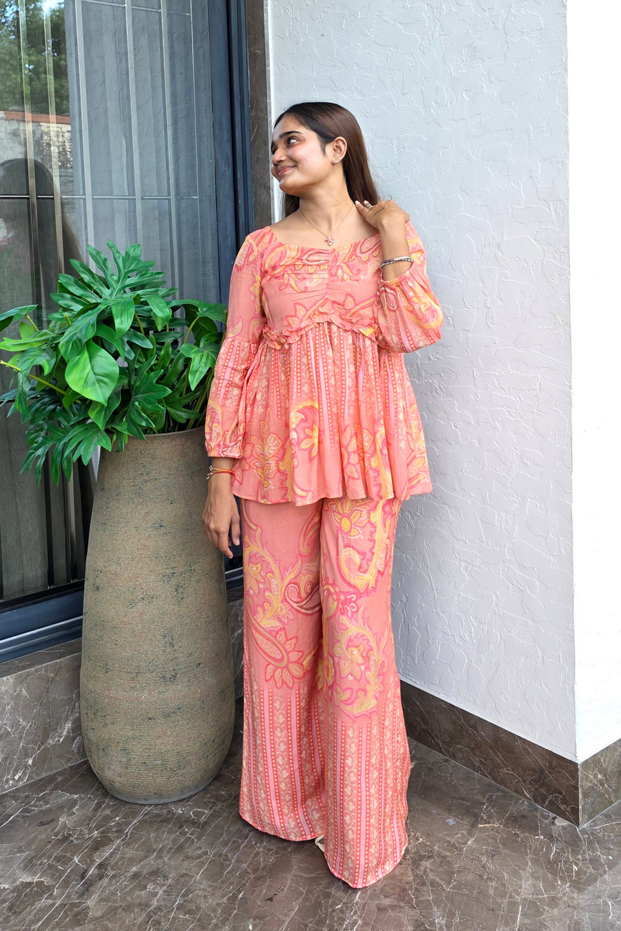 Peach Paisley Print Co-Ord