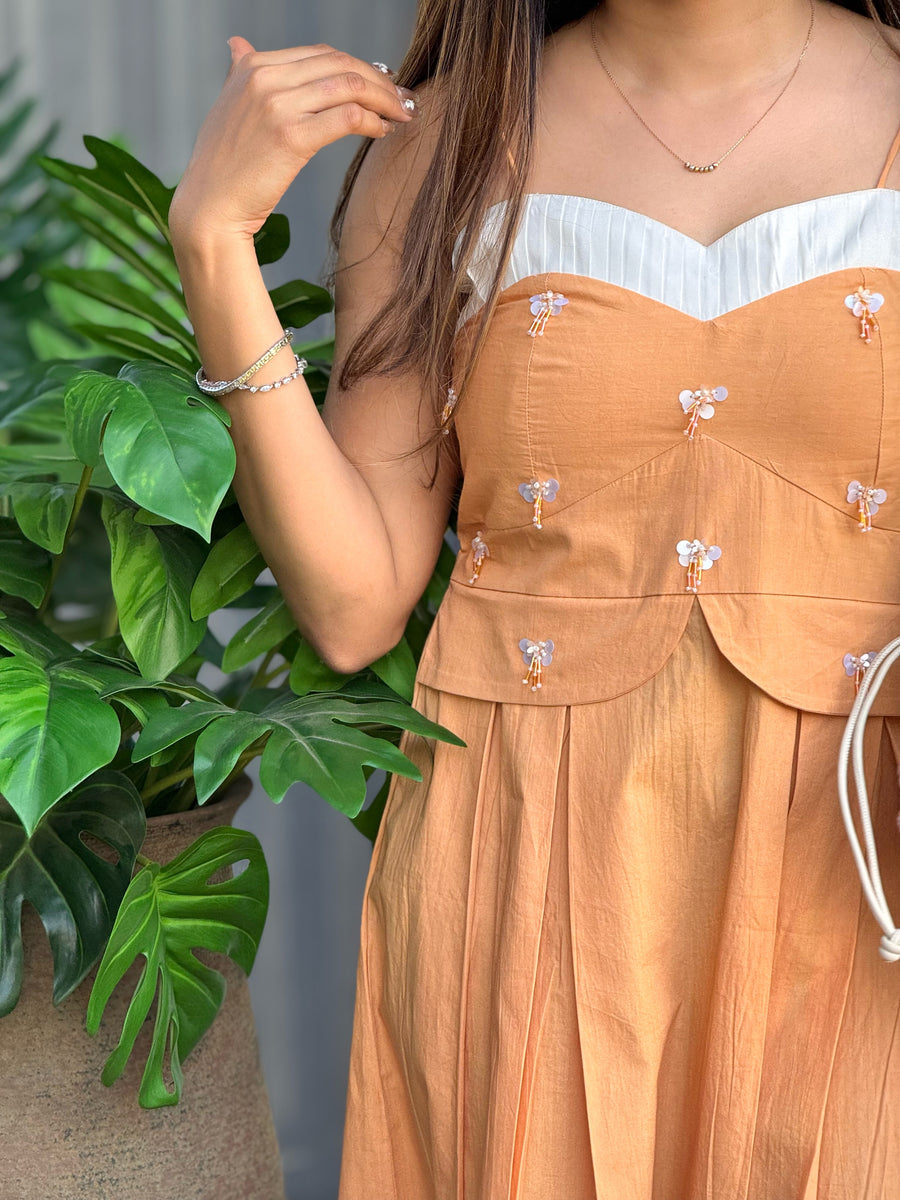 Peach Embellished Maxi Dress