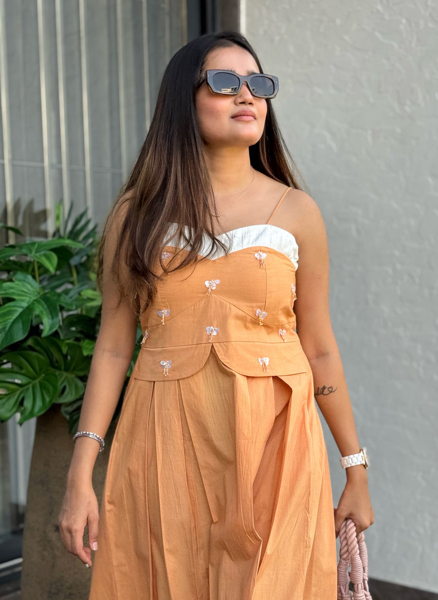 Peach Embellished Maxi Dress