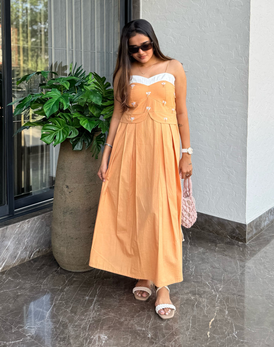 Peach Embellished Maxi Dress