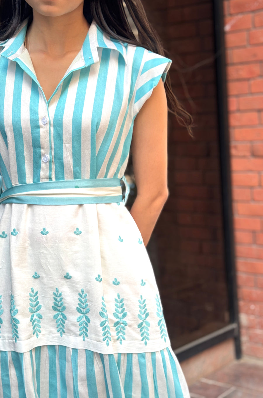 Belted Shirt Midi Dress