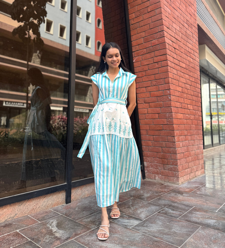 Belted Shirt Midi Dress