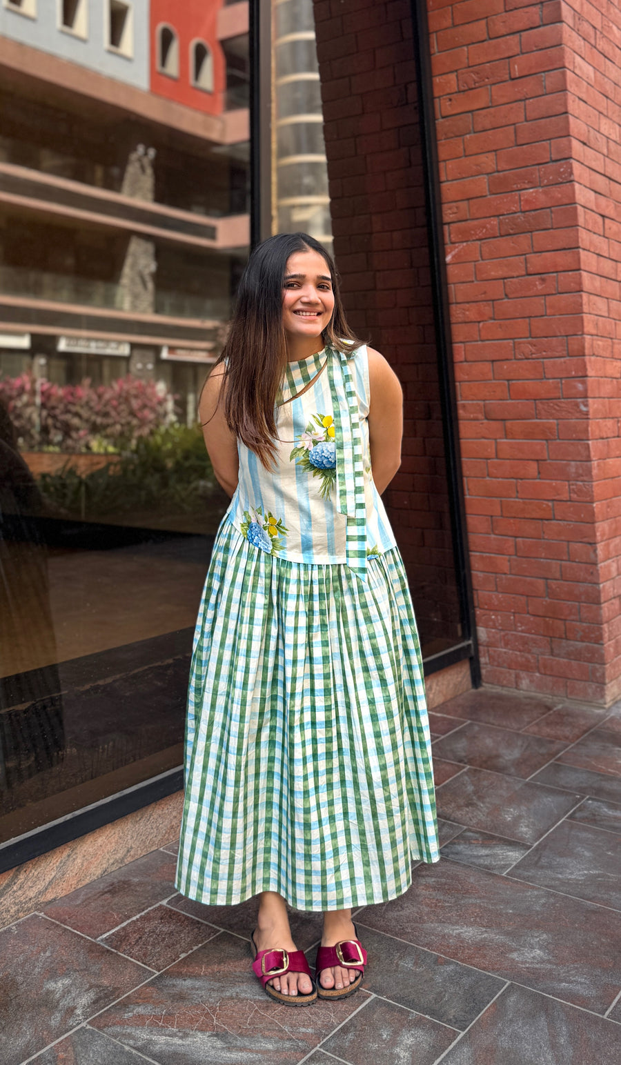 Lemon Blossom Checks Dress