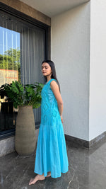 Aqua Crochet Drop Waist Dress