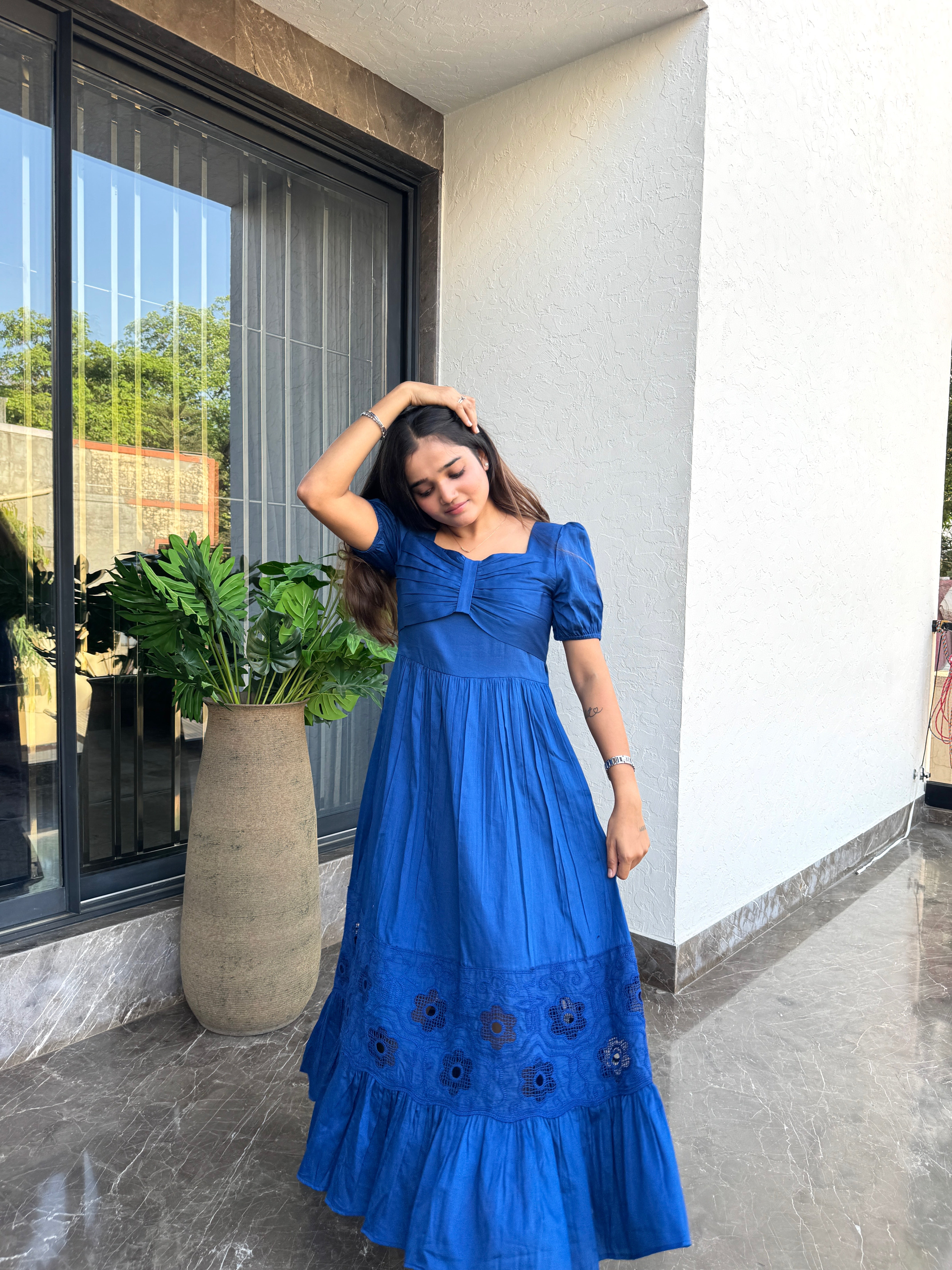 Royal Blue Crochet Maxi Dress