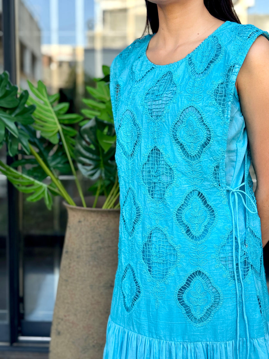 Aqua Crochet Drop Waist Dress Aqua Crochet Drop Waist Dress