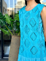 Aqua Crochet Drop Waist Dress