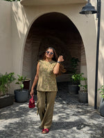 Olive Bloom Embroidered Co-ord Set