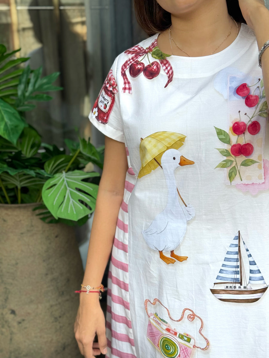 Whimsy Sketch Print Dress