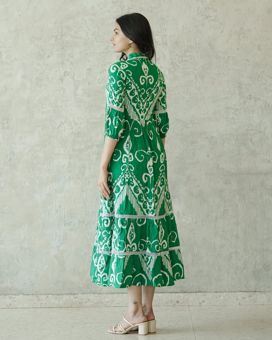 Green Ikkat Dress