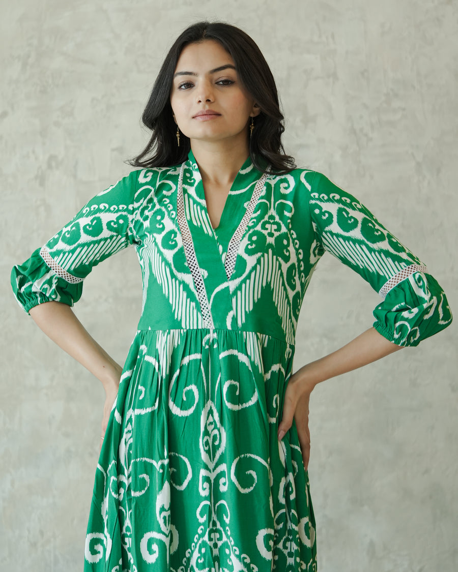 Green Ikkat Dress