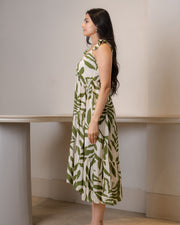 Leafy High-Low Hem Maxi Dress