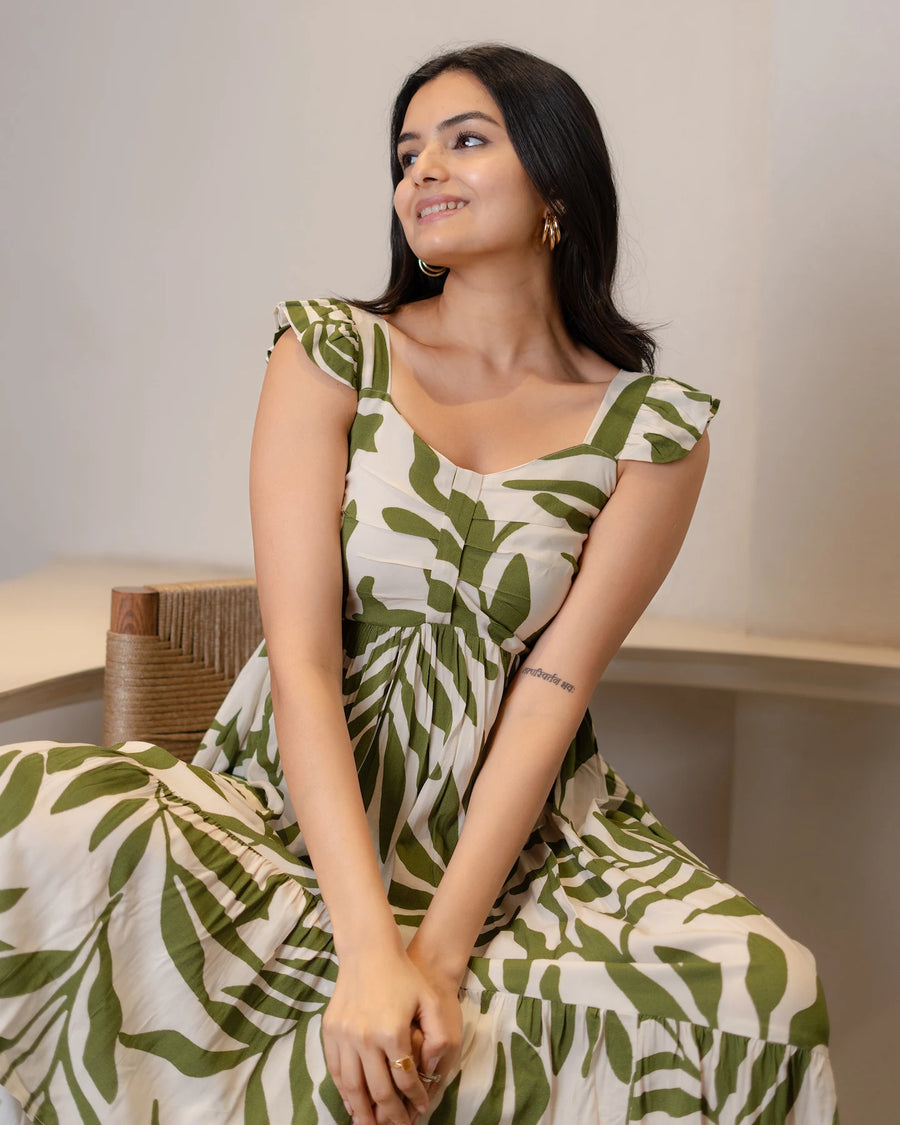 Leafy High-Low Maxi