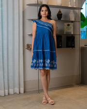 Indigo Breeze One-Shoulder Dress