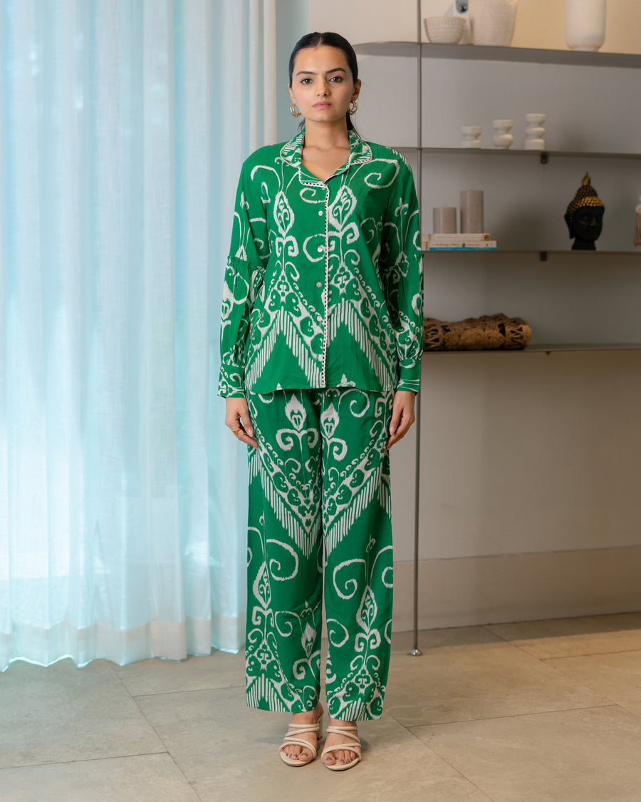 Emerald Elegance Printed Co-ord Set