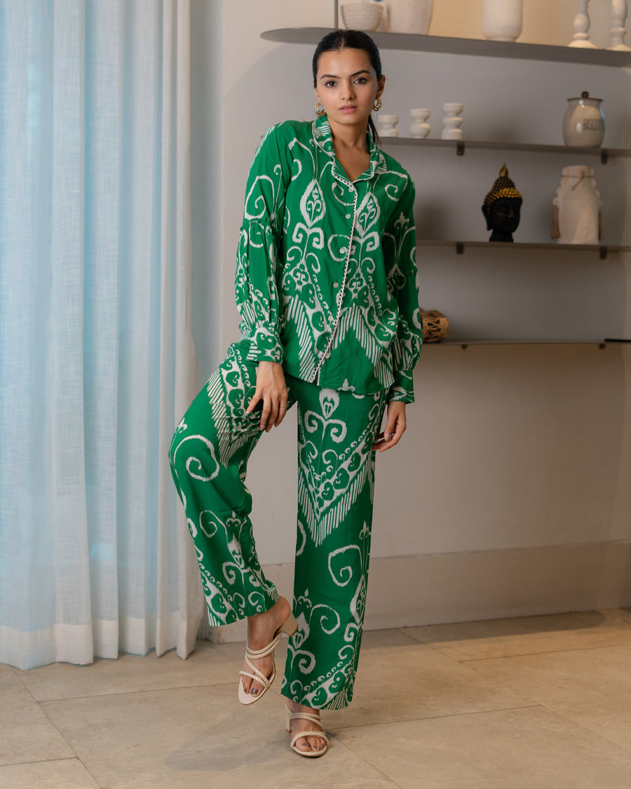 Emerald Elegance Printed Co-ord Set