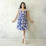 Chic short dresses for women in western style, knee length silhouette with bold floral patterns and flattering fit