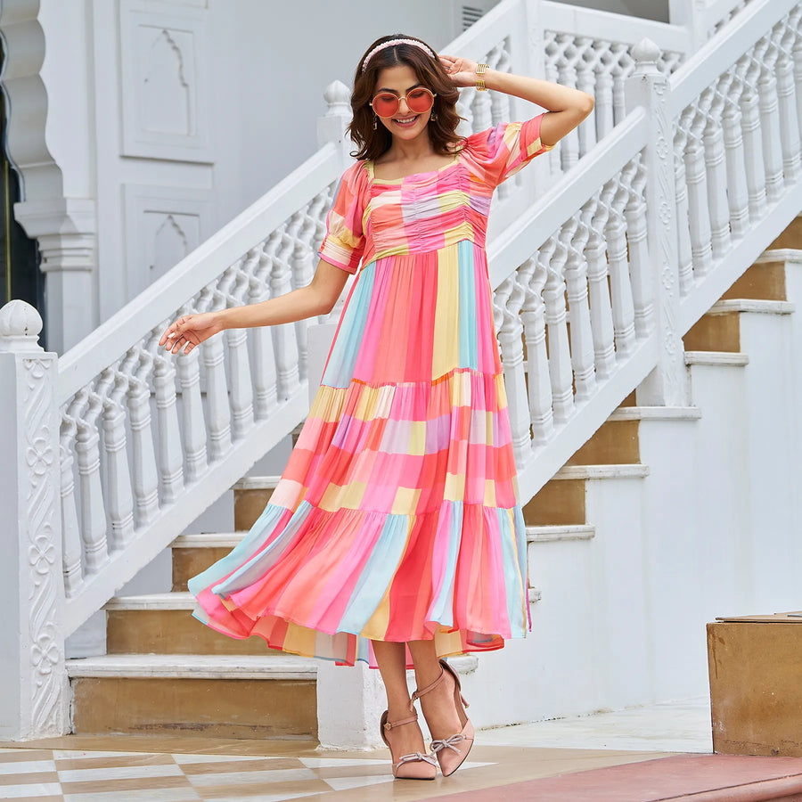 model twirling in pink sundresses for women – ideal for vacations and sunny getaways