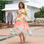 Twirl shot of floral midi dress for women – flowy sundress for beach or vacation